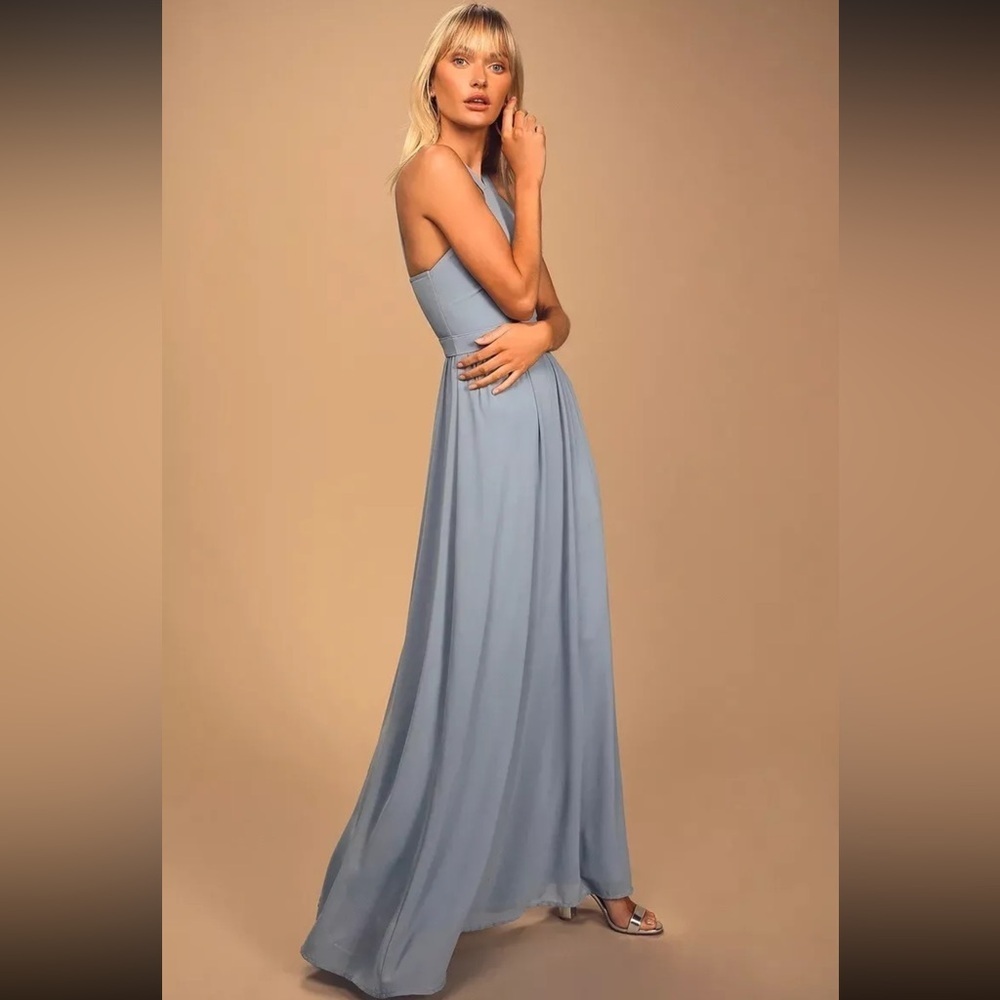 Lulus Air of Romance Light Blue Maxi Dress Size Small NWT - Picture 2 of 6